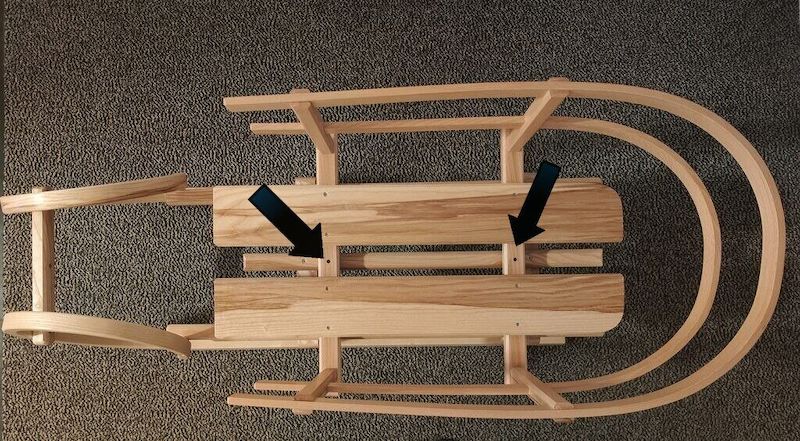 Schlittenlehne für Schlitten aus Holz